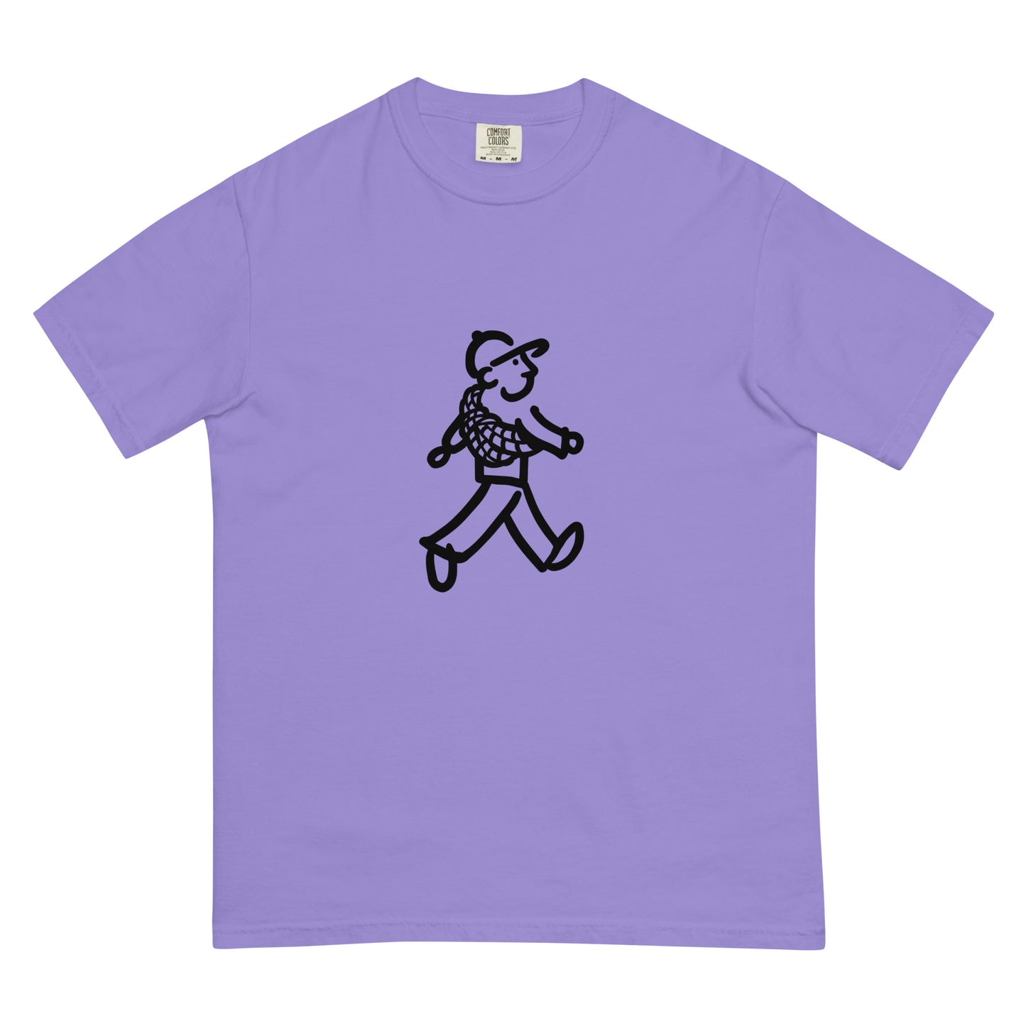 Walking Man goes Climbing Black - Unisex Garment-Dyed Heavyweight T-Shirt