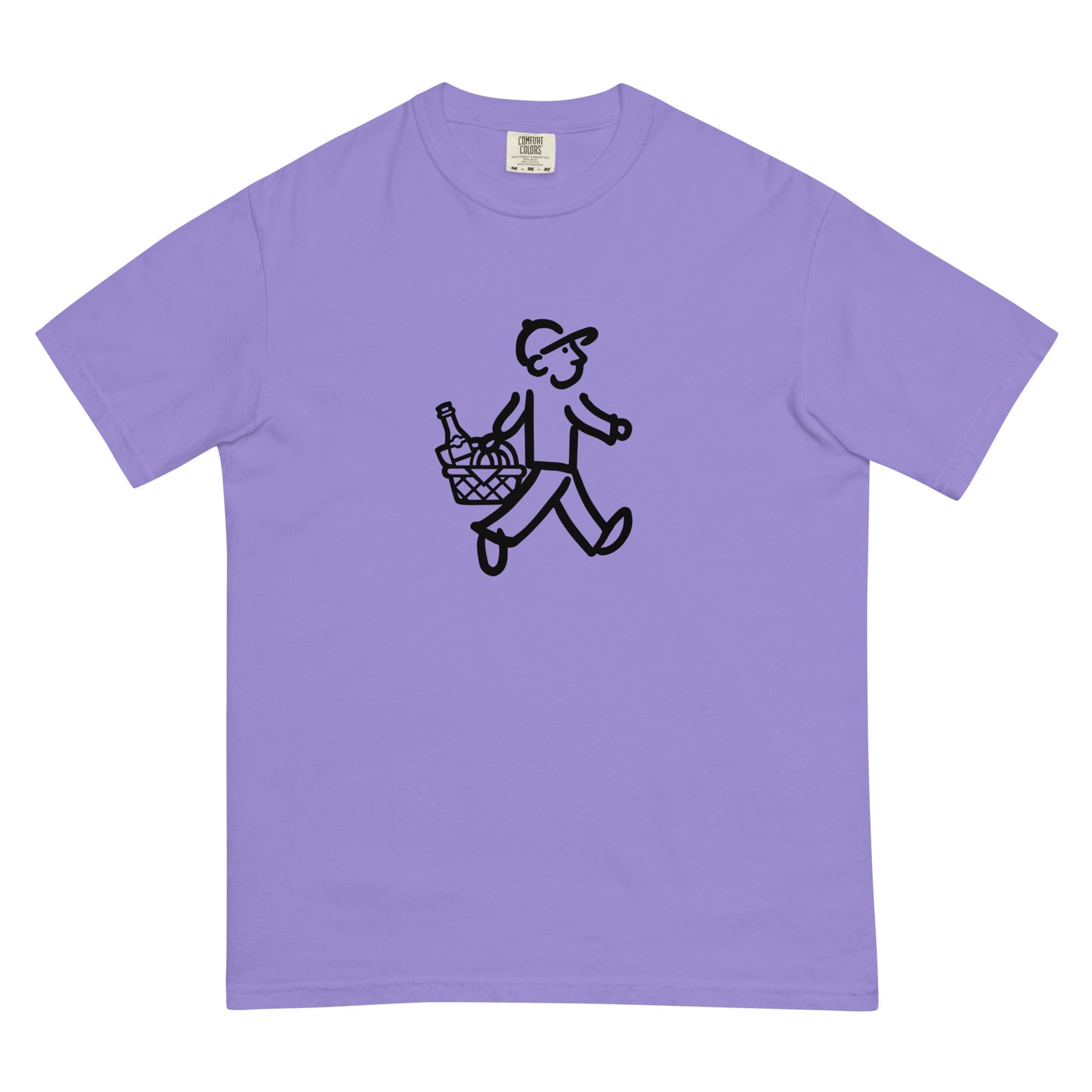 Walking Man goes on a Date Black - Unisex Garment-Dyed Heavyweight T-Shirt