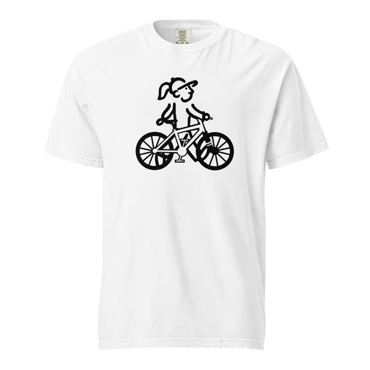 Walking Woman take a Ride Black - Unisex Garment-Dyed Heavyweight T-Shirt