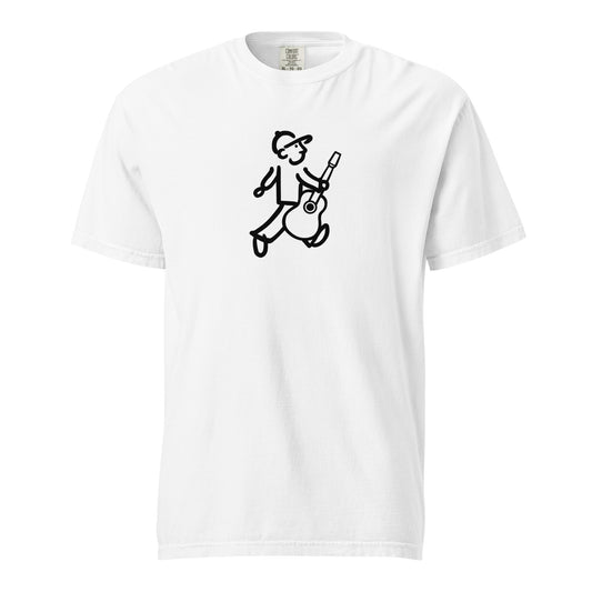 Walking Man plays the Guitar Black - Unisex Garment-Dyed Heavyweight T-Shirt