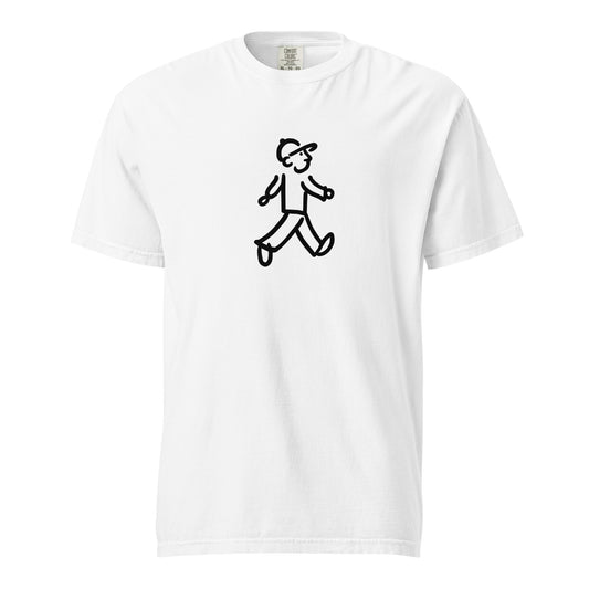 Walking Man takes a Walk Black - Unisex Garment-Dyed Heavyweight T-Shirt