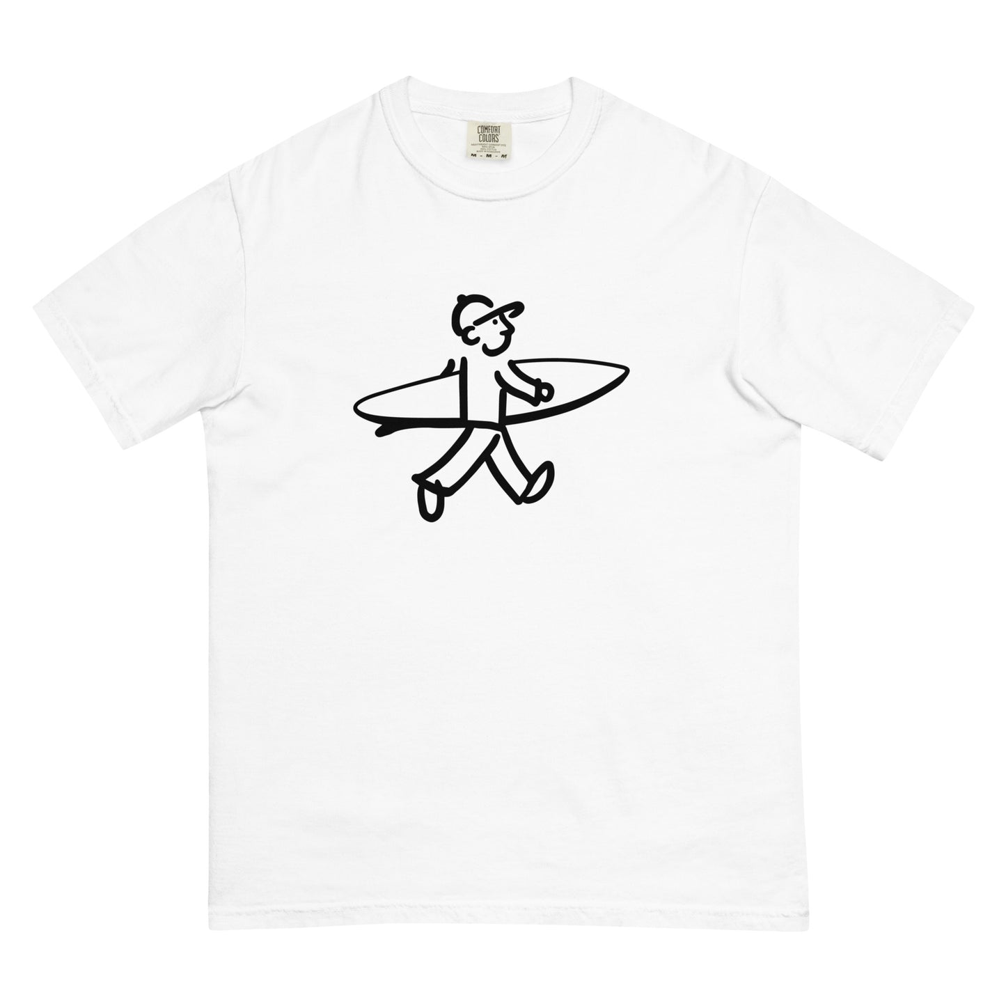 Walking Man goes Surfing Black - Unisex Garment-Dyed Heavyweight T-Shirt