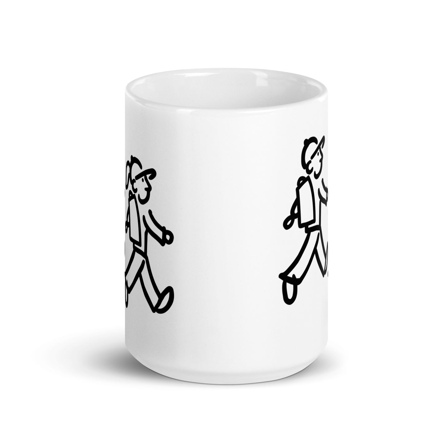 Walking Friends (Walking Man and Walking Woman) Coffee Mug - White glossy mug