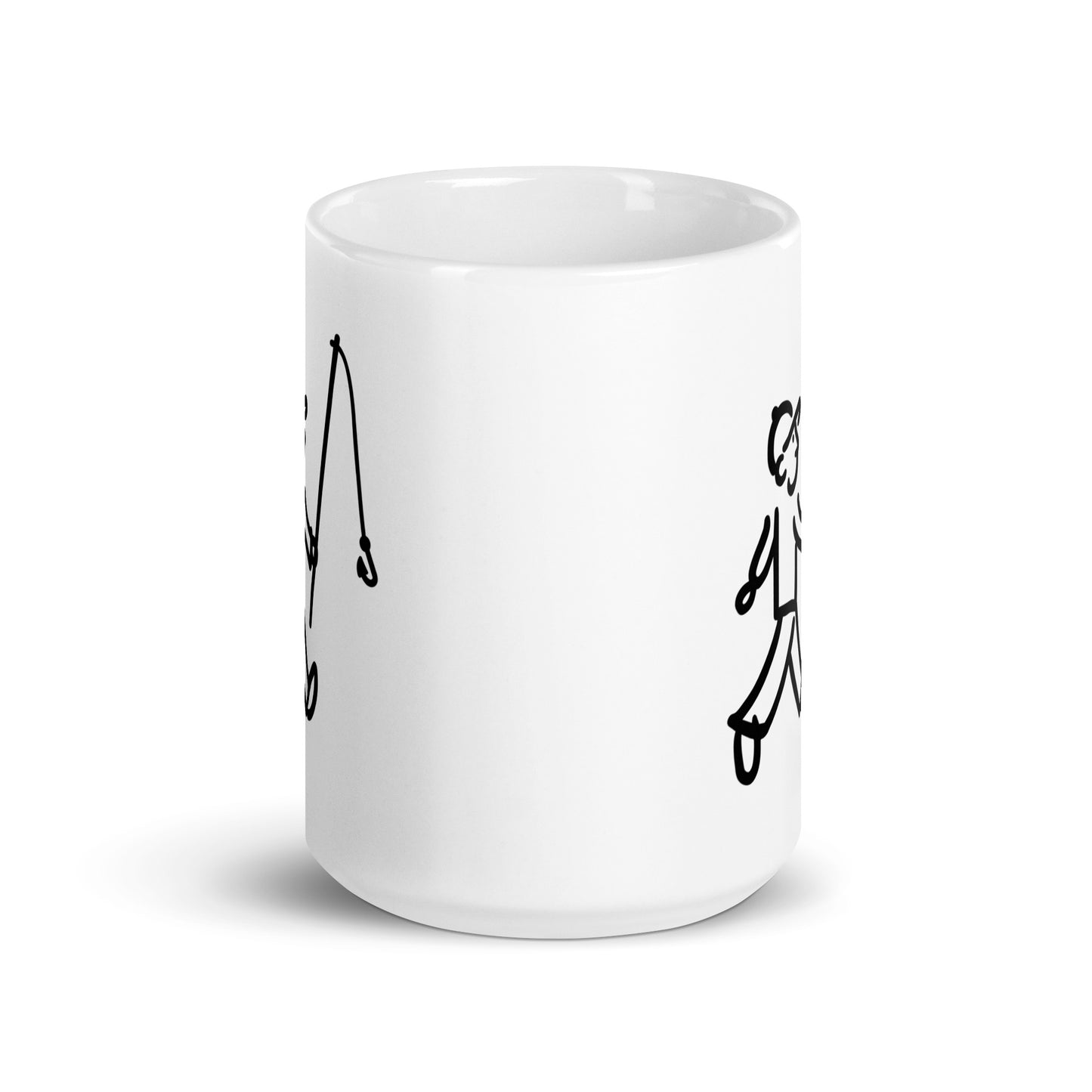 Walking Man goes Fishing Coffee Mug - White Glossy Mug