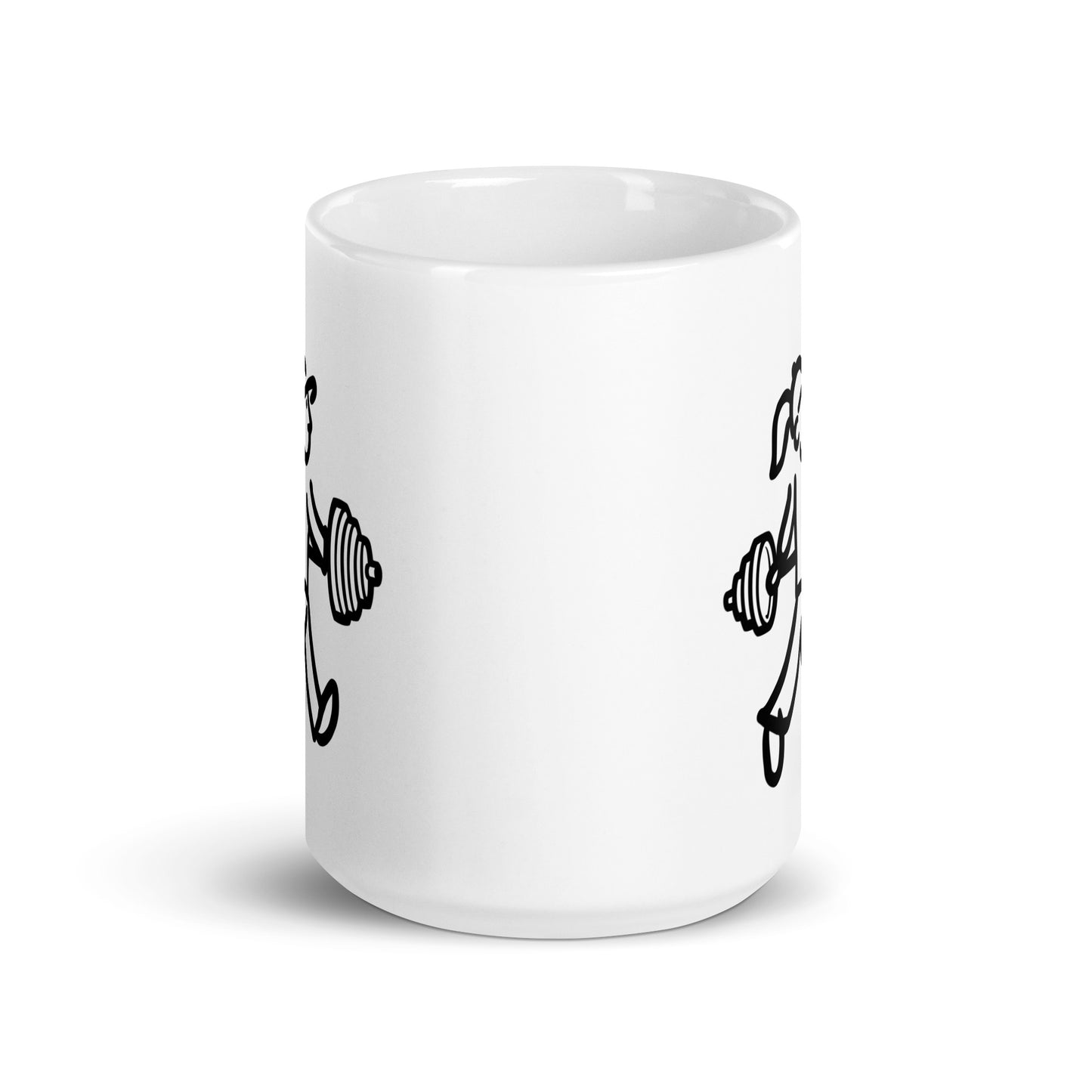 Walking Woman Lifts Weights Coffee Mug - White Glossy Mug