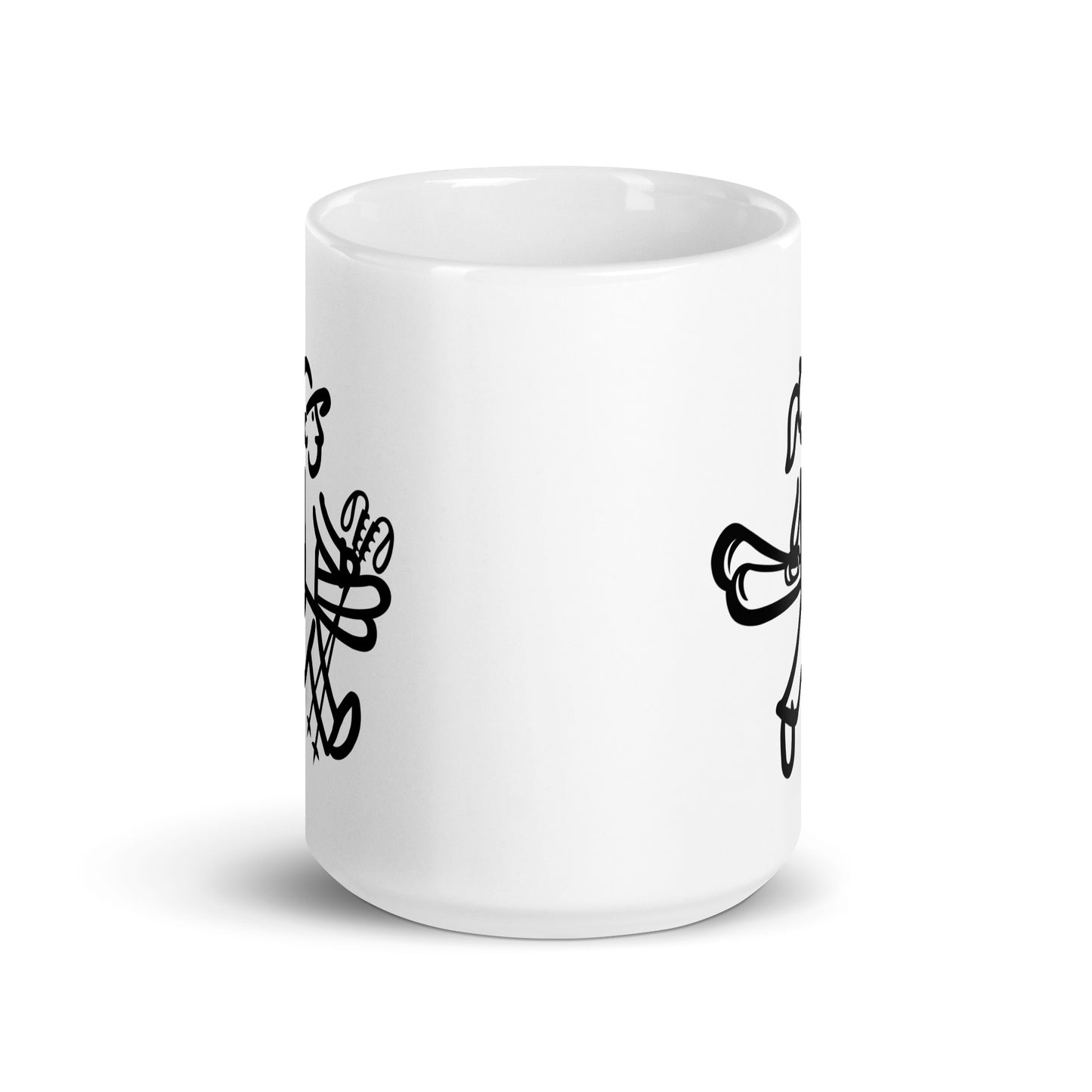 Walking Woman goes Skiing Coffee Mug - White Glossy Mug