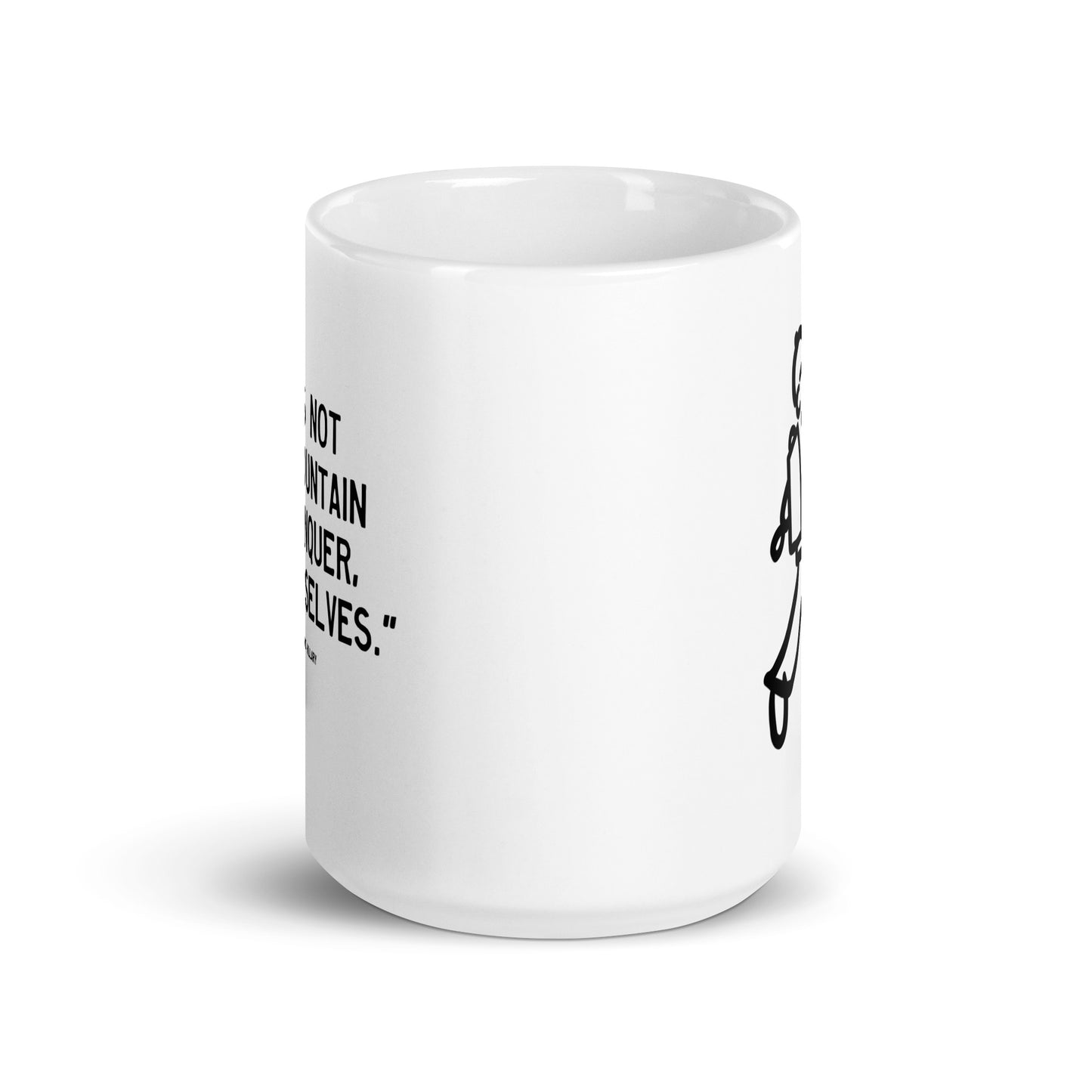 Walking Man We Conquer Quoted Mug - White Glossy Mug