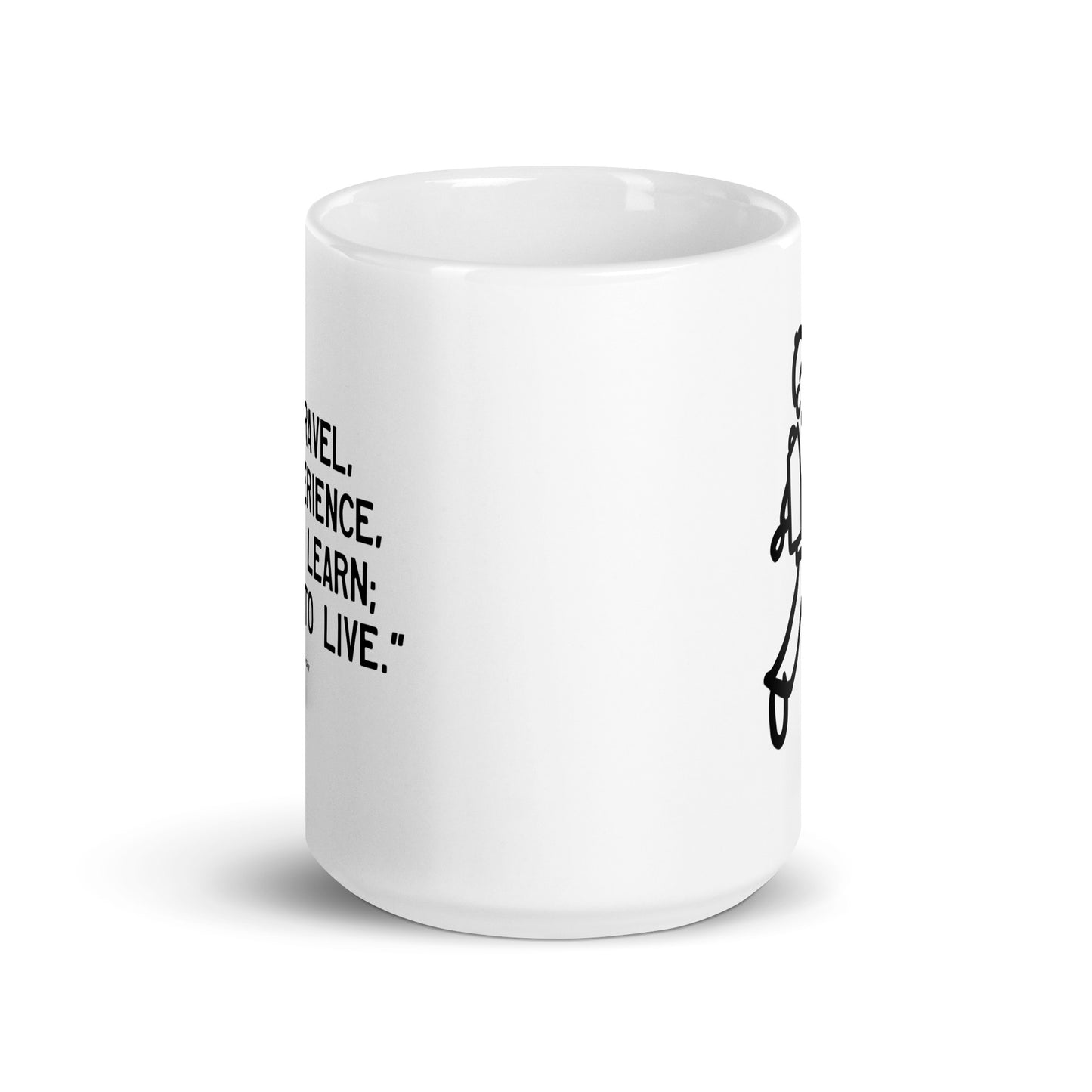 Walking Man Travel to Live Quoted Mug - White Glossy Mug