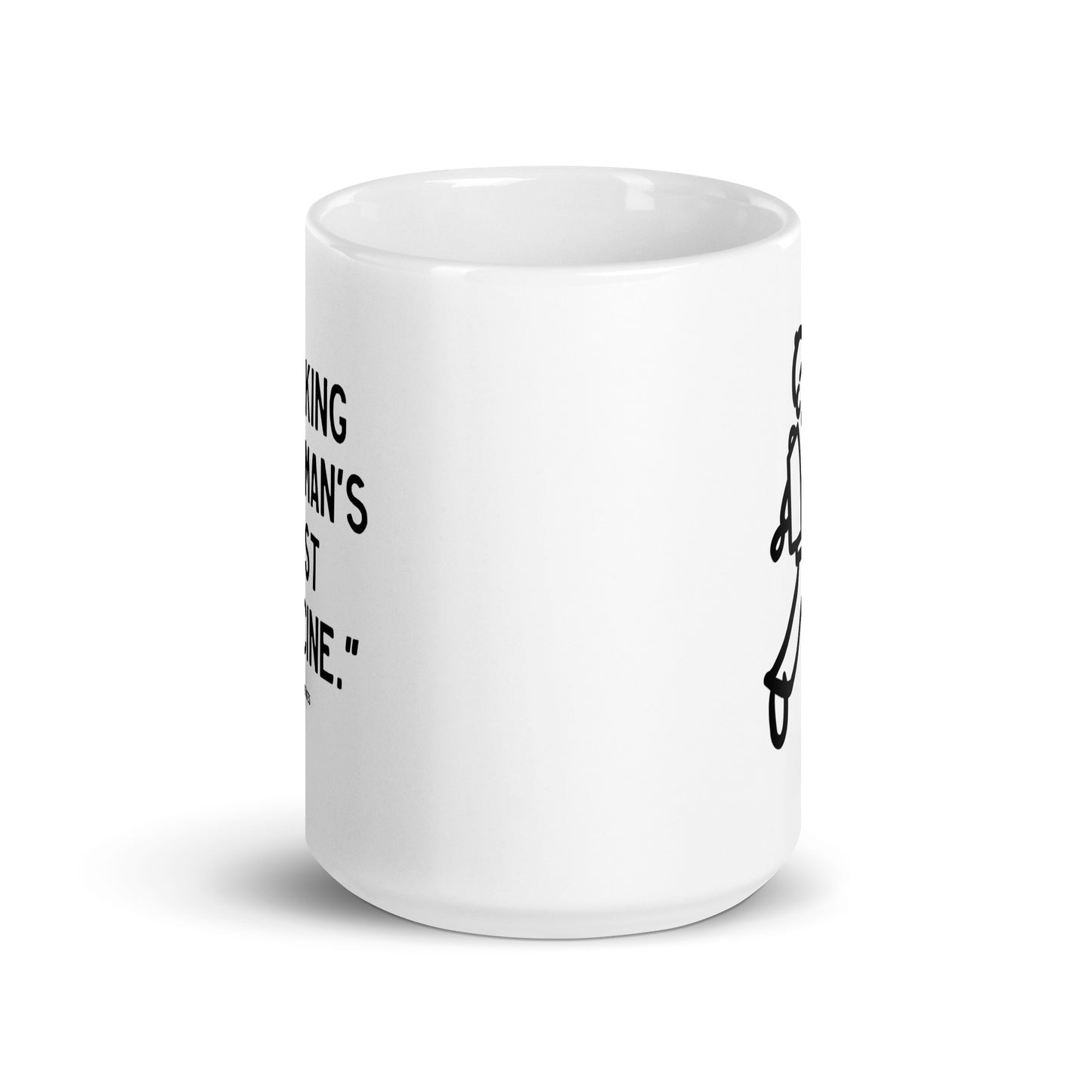 Walking Man Best Medicine Quoted Mug - White Glossy Mug