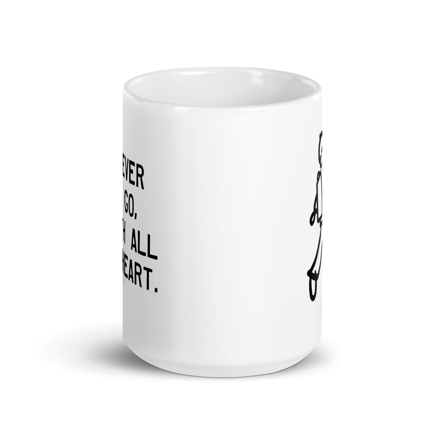 Walking Man Go With Heart Quoted Mug - White Glossy Mug