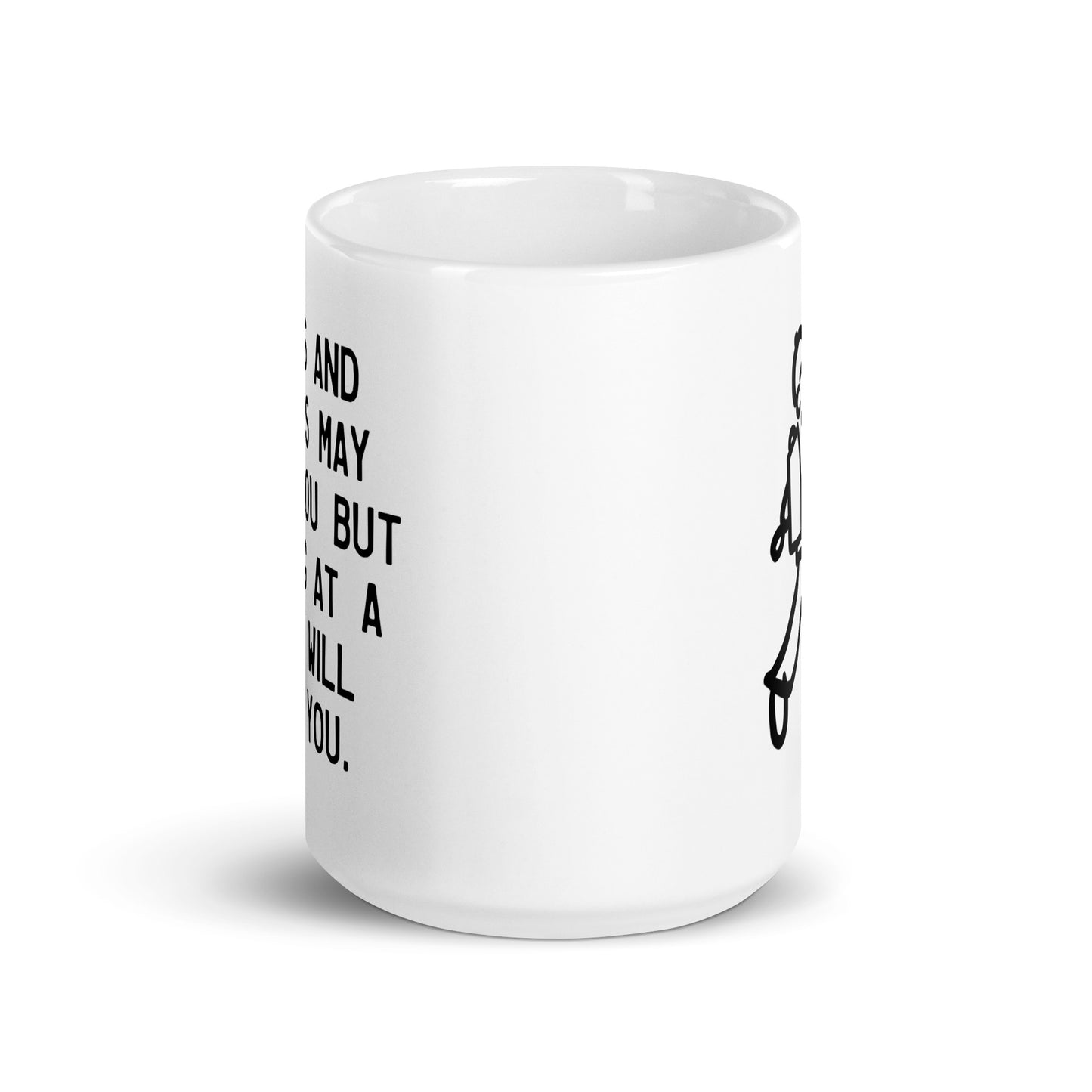 Walking Man Bears & Sharks Quoted Mug - White Glossy Mug