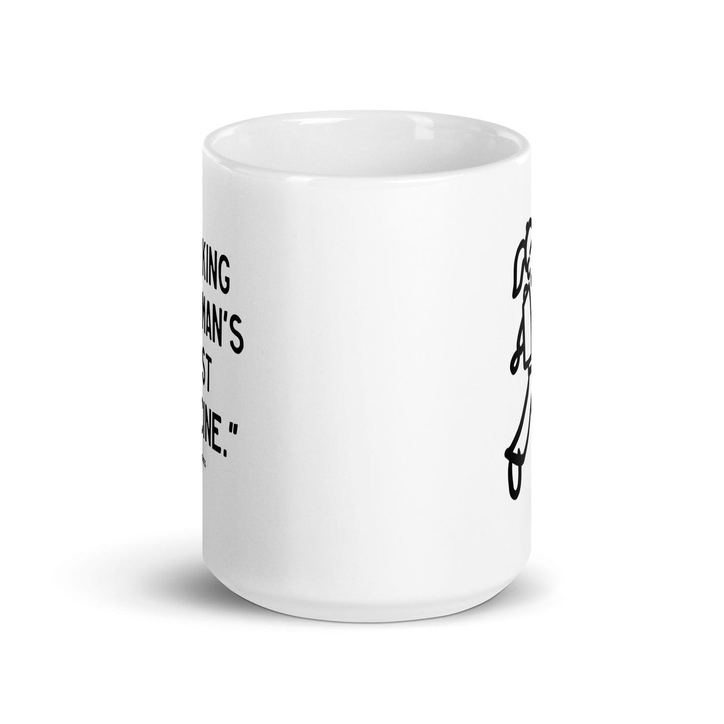 Walking Woman Best Medicine Quoted Mug - White Glossy Mug