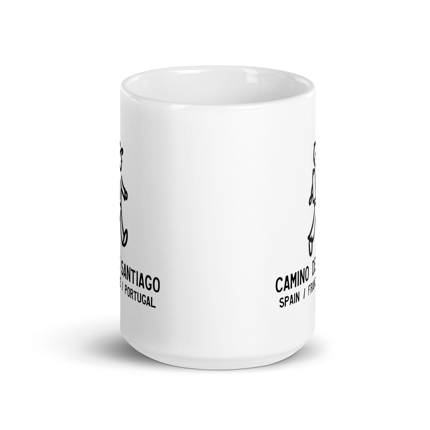 Walking Man walks the Camnio De Santiago - White glossy mug