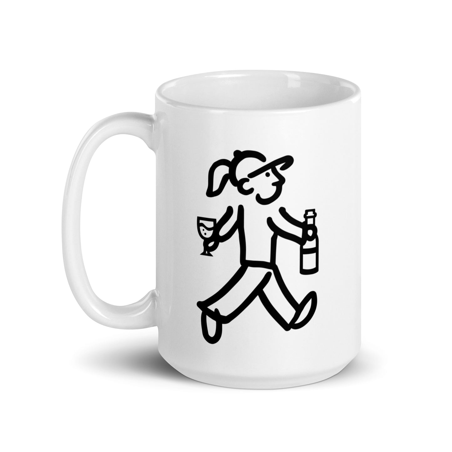 Walking Woman goes Wine Tasting Coffee Mug - White Glossy Mug