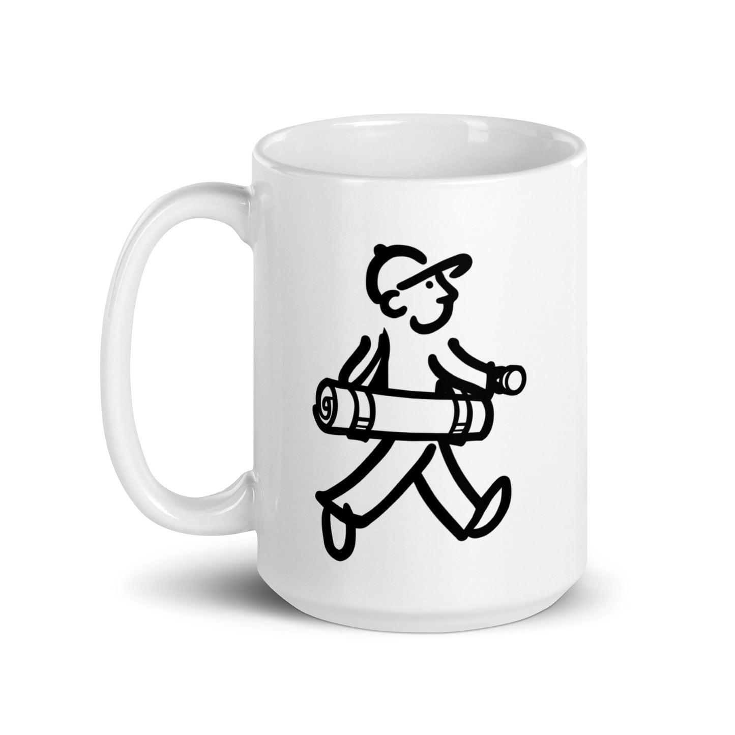 Walking Man does Yoga Coffee Mug - White Glossy Mug