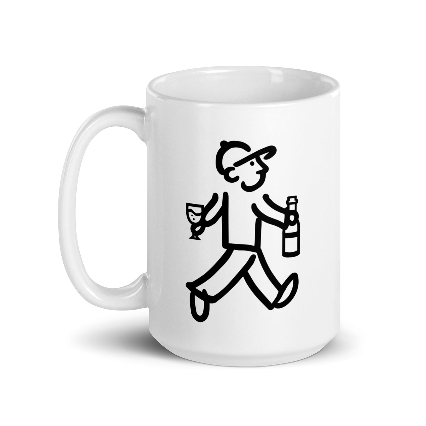 Walking Man goes Wine Tasting Coffee Mug - White Glossy Mug