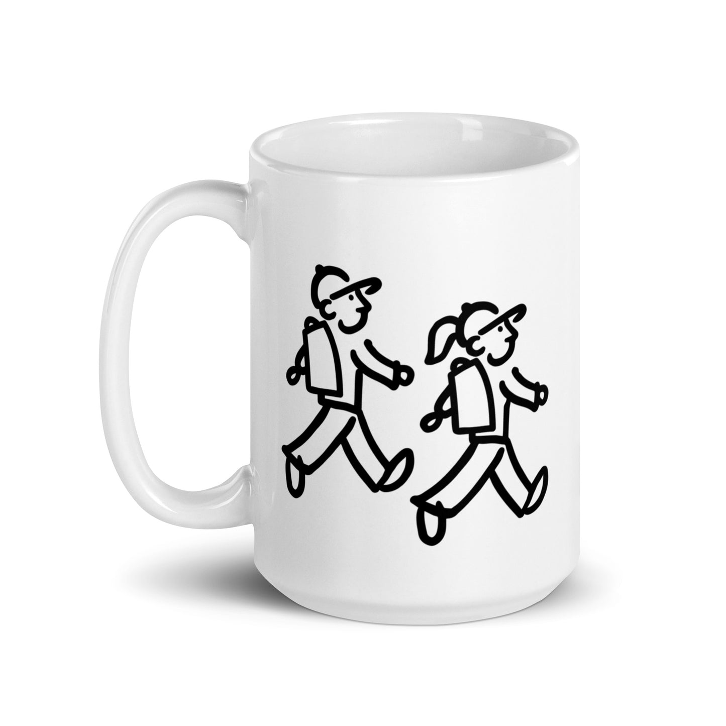 Walking Man and Walking Woman Take A Hike Coffee Mug - White Glossy Mug