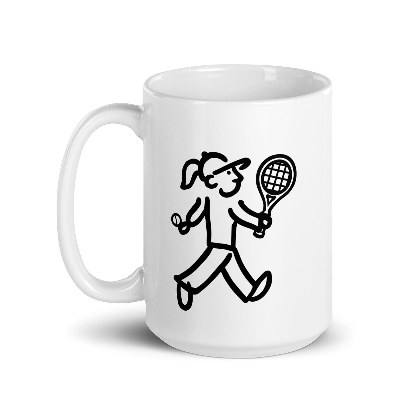 Walking Woman Plays Tennis Coffee Mug - White Glossy Mug