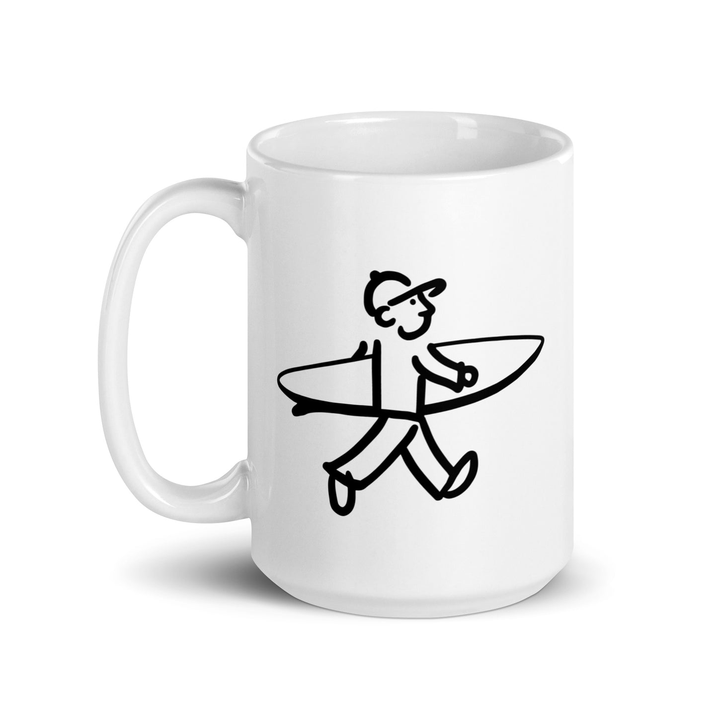 Walking Man goes Surfing Coffee Mug - White Glossy Mug