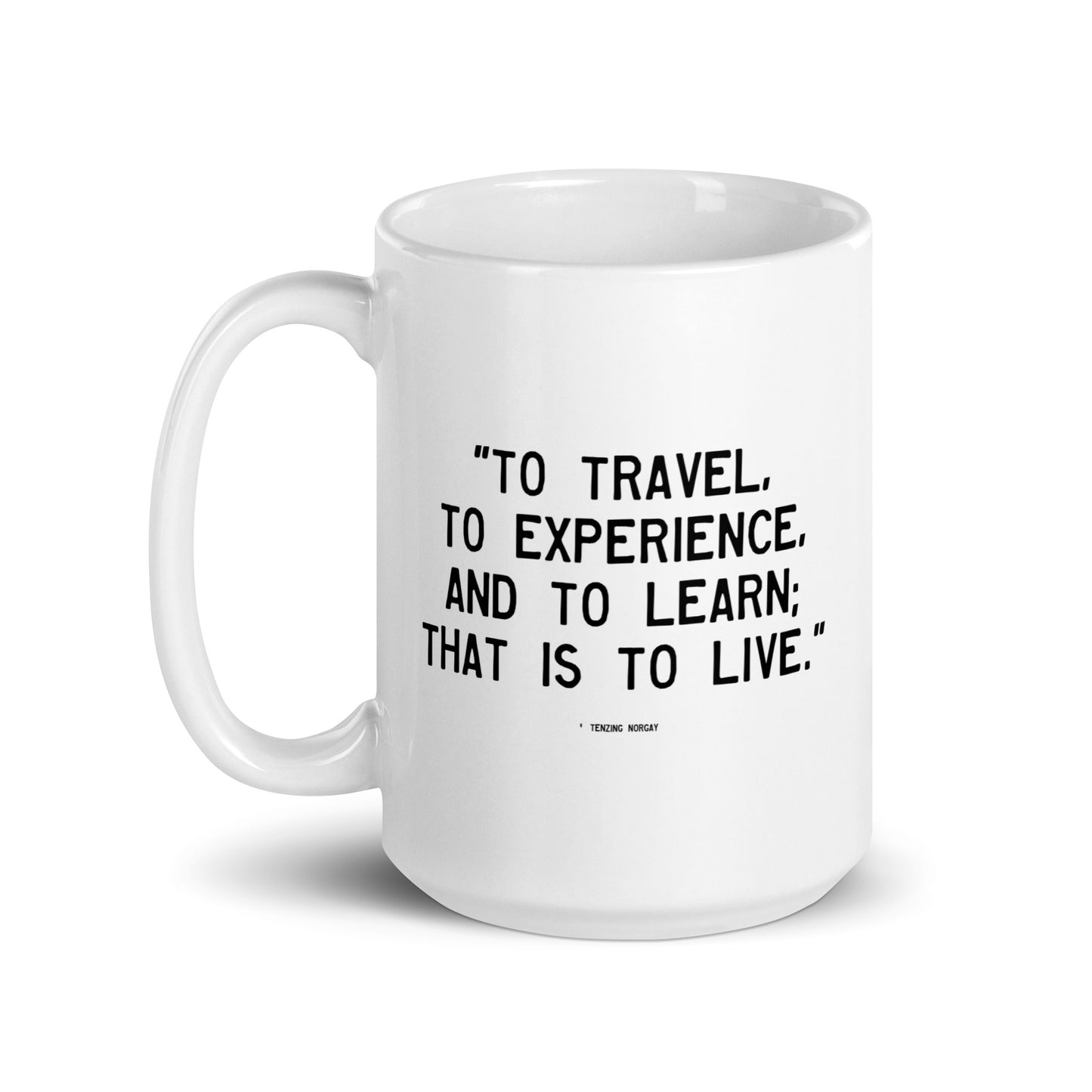 Walking Man Travel to Live Quoted Mug - White Glossy Mug