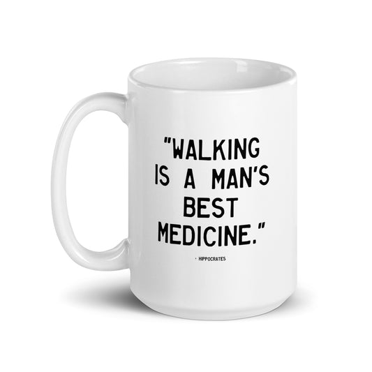 Walking Man Best Medicine Quoted Mug - White Glossy Mug