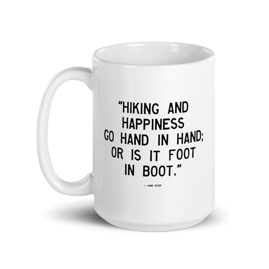 Walking Man Hiking Happiness Quoted Mug - White Glossy Mug