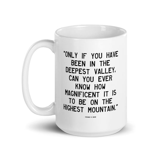 Walking Man Highest Mountain Quoted Mug - White Glossy Mug