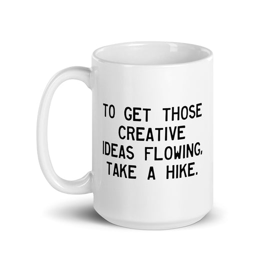 Walking Man Hike for Creativity Quoted Mug - White Glossy Mug