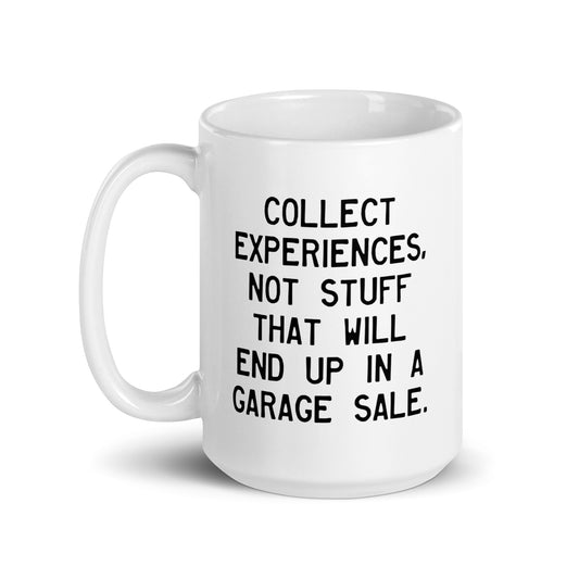 Walking Man Collect Experiences Quoted Mug - White Glossy Mug