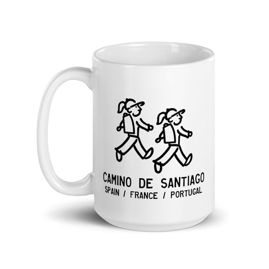 WalkingFriends walk the Camino de Santiago - White glossy mug