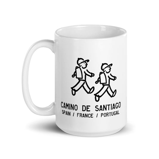 WalkingFriends walk the Camino de Santiago - White glossy mug