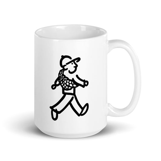 Walking Man goes Climbing Coffee Mug - White Glossy Mug