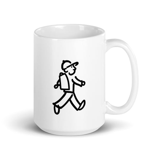 Walking Man takes a Hike Coffee Mug - White Glossy Mug