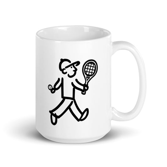 Walking Man plays Tennis Coffee Mug - White Glossy Mug