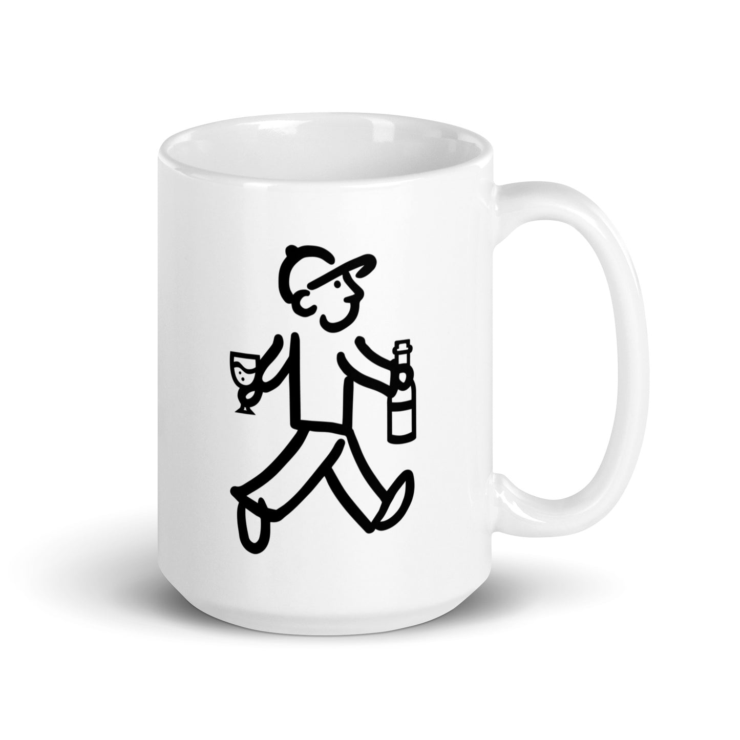 Walking Man goes Wine Tasting Coffee Mug - White Glossy Mug