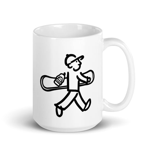 Walking Man goes Snowboarding  Coffee Mug - White Glossy Mug