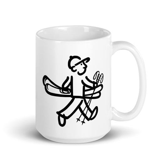 Walking Man goes Skiing Coffee Mug - White Glossy Mug