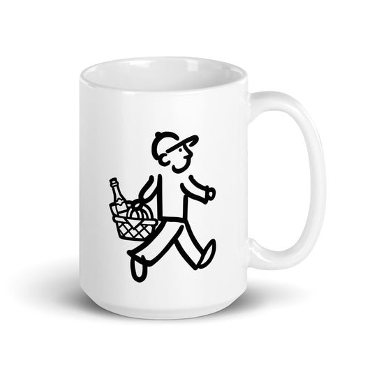 Walking Man goes on a Date Coffee Mug - White Glossy Mug