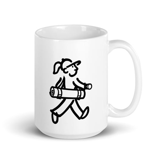 Walking Woman does Yoga Coffee Mug - White Glossy Mug