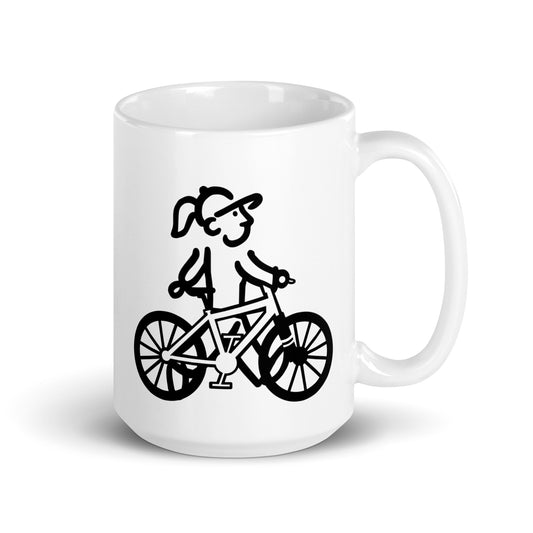 Walking Woman take a Ride Coffee Mug - White Glossy Mug