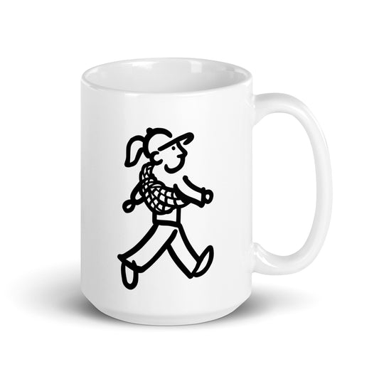 Walking Woman goes Climbing Coffee Mug - White Glossy Mug