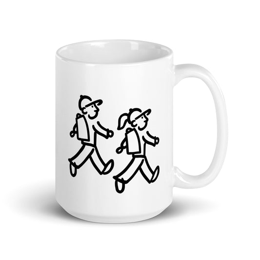 Walking Man and Walking Woman Take A Hike Coffee Mug - White Glossy Mug