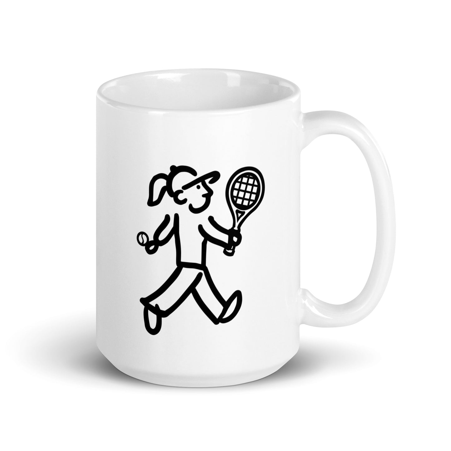 Walking Woman Plays Tennis Coffee Mug - White Glossy Mug