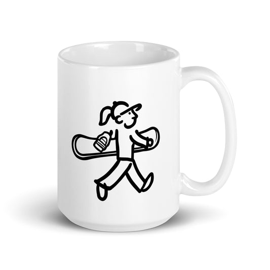 Walking Woman goes Snowboarding  Coffee Mug - White Glossy Mug