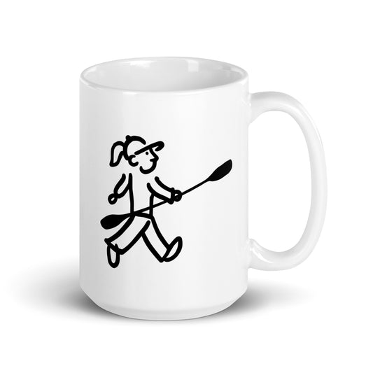 Walking Woman goes Kayaking Coffee Mug - White Glossy Mug