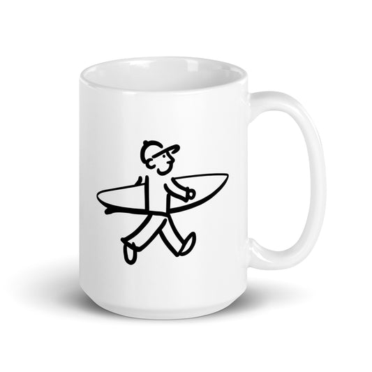 Walking Man goes Surfing Coffee Mug - White Glossy Mug