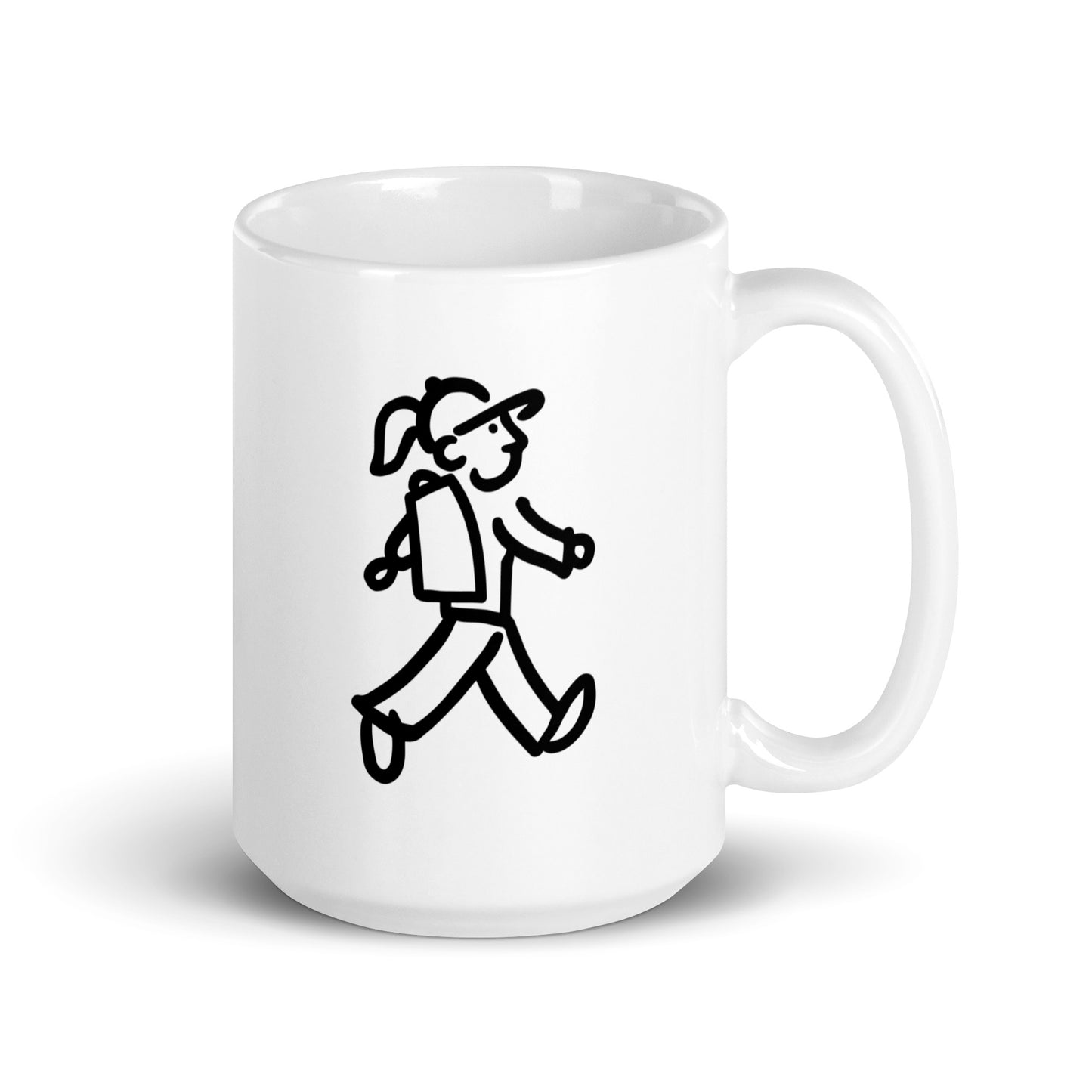 Walking Woman Little with Care Quoted Mug - White Glossy Mug