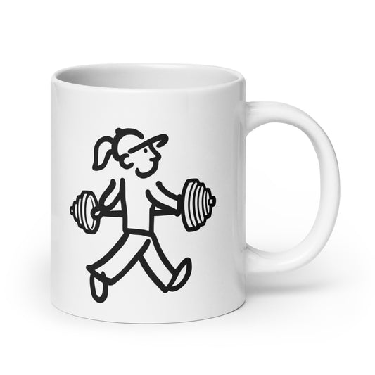 Walking Woman Lifts - White glossy mug