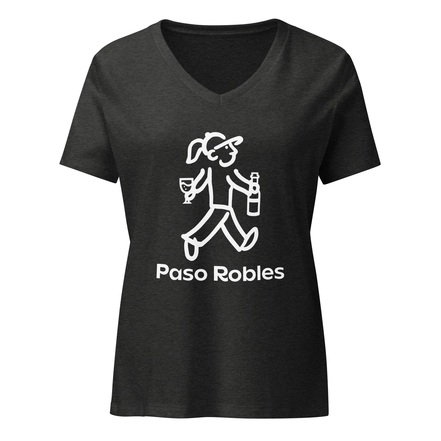 Walking Woman Goes Wine Tasting - #PRWF - Women’s relaxed v-neck t-shirt