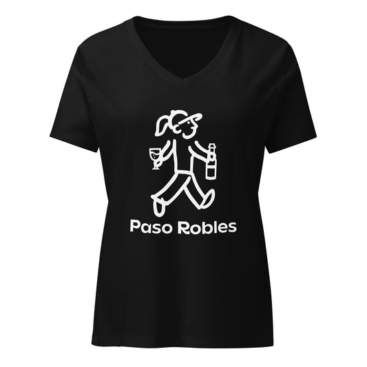 Walking Woman Goes Wine Tasting - #PRWF - Women’s relaxed v-neck t-shirt